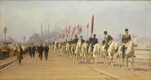 The Imperial Regiment of the Ertugrul on the Galata Bridge